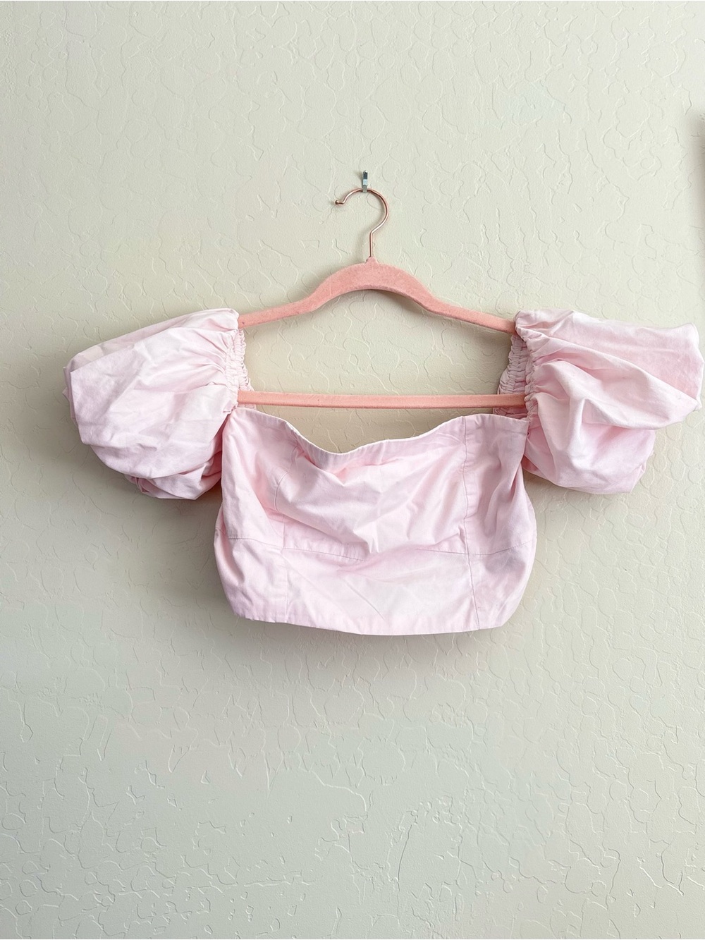 Abercrombie & Fitch Pink Puff Sleeve Corset Style Smocked Crop Top Small